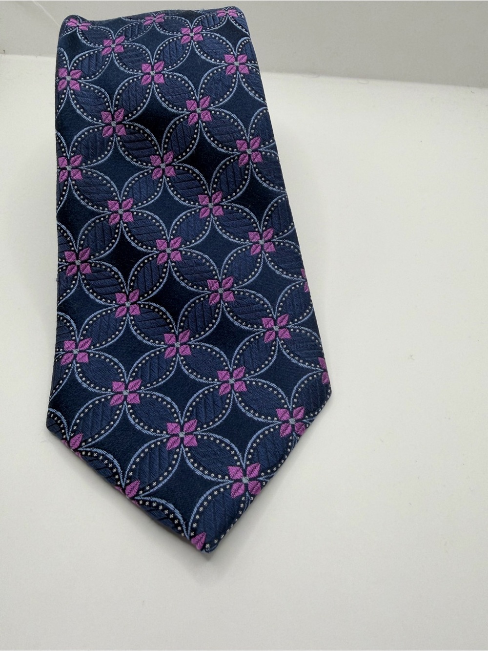 Nordstrom Men's Shop Navy Tie with Pink Floral Geo Motif